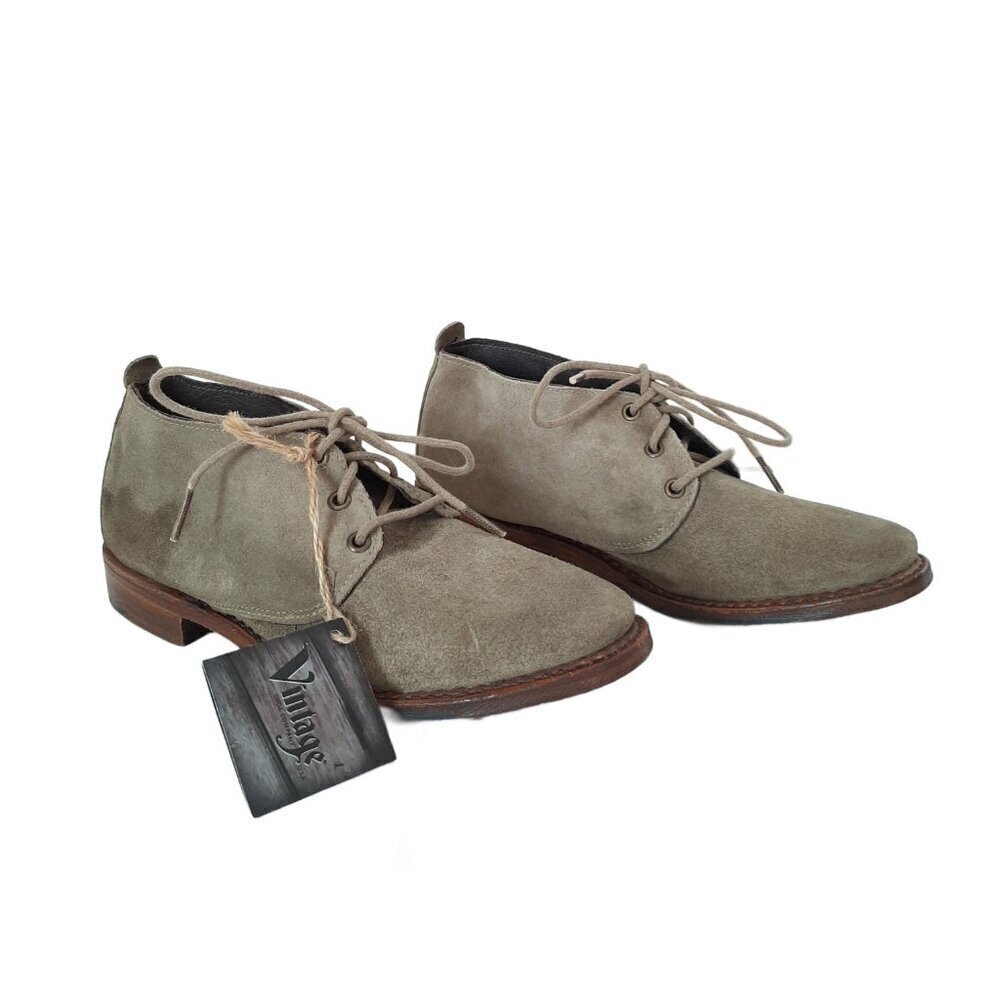 Vintage Shoe Company Women Olive Green Suede Chukka Ankle Lace Up Boots Size 6